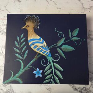 M&S Collection Peacock Biscuit Birds of Paradise Flat Empty Tin